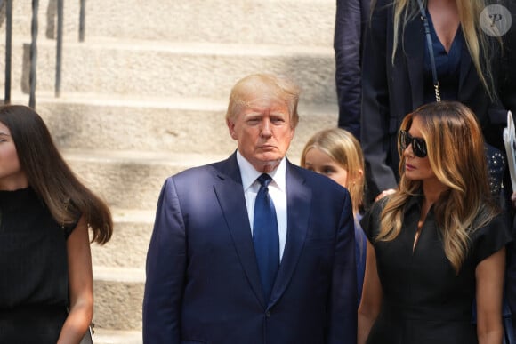 Donald Trump et sa femme Melania Trump - Obsèques de Ivana Trump en l'église St Vincent Ferrer à New York. Le 20 juillet 2022 