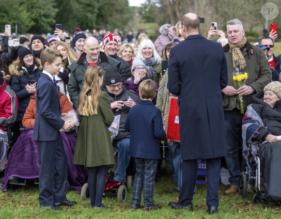 Le prince George de Galles, La princesse Charlotte de Galles, Le prince Louis de Galles, Le prince William, prince de Galles à Sandringham, Norfolk.