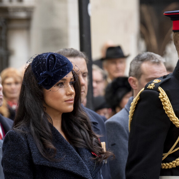 Le prince Harry, duc de Sussex, et Meghan Markle, duchesse de Sussex, assistent au 91ème 'Remembrance Day', une cérémonie d'hommage à tous ceux qui sont battus pour la Grande-Bretagne, à Westminster Abbey, le 7 novembre 2019. 