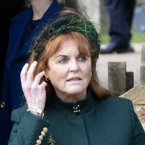 Sarah Ferguson, duchesse d'York - Les membres de la famille royale britannique lors de la messe du matin de Noël en l'église St-Mary Magdalene à Sandringham, le 25 décembre 2023.