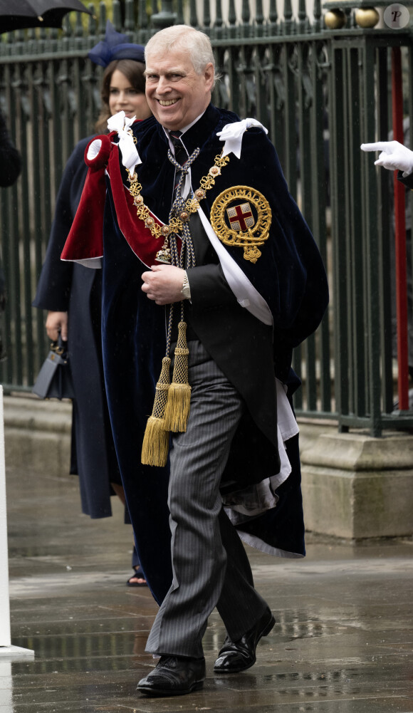 Sortie de la cérémonie de couronnement du roi d'Angleterre à l'abbaye de Westminster de Londres Le prince Andrew, duc d’York lors de la cérémonie de couronnement du roi d'Angleterre à Londres, Royaume Uni, le 6 mai 2023.