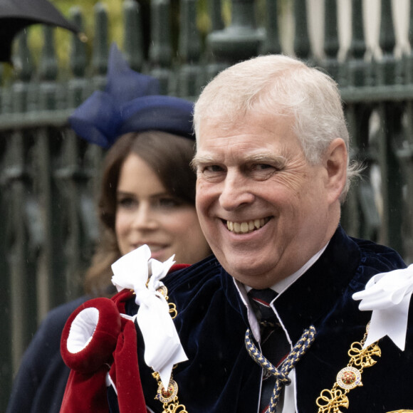 Sortie de la cérémonie de couronnement du roi d'Angleterre à l'abbaye de Westminster de Londres Le prince Andrew, duc d’York lors de la cérémonie de couronnement du roi d'Angleterre à Londres, Royaume Uni, le 6 mai 2023.