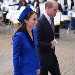 Le prince William, duc de Cambridge, et Catherine (Kate) Middleton, duchesse de Cambridge, lors du service annuel du Commonwealth à l'abbaye de Westminster à Londres, Royaume Uni, le 14 mars 2022. 