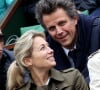 Anne-Sophie Lapix et son mari Arthur Sadoun - People dans les tribunes des internationaux de France de Roland Garros à Paris le 3 juin 2016. © Dominique Jacovides / Bestimage
