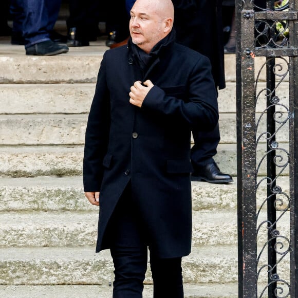 Sébastien Cauet - Sorties des obsèques de Jean-Pierre Pernaut en la Basilique Sainte-Clotilde à Paris, France, le 9 mars 2022. © Cyril Moreau/Bestimage 