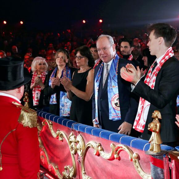 Camille Gottlieb, la princesse Stéphanie de Monaco, le prince Albert II et Louis Ducruet lors de la remise de prix de la 46ème édition du festival international du cirque de Monte-Carlo le 23 janvier 2024. © Jean-François Ottonello / Nice Matin via Bestimage 