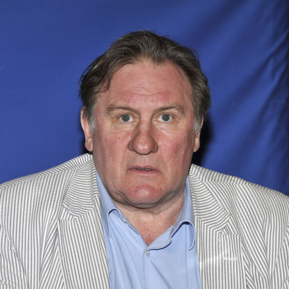 L'acteur francais exile en Russie, Gerard Depardieu participe a la conference de presse au Musee Massena a Nice, le 6 juin 2013, presentant la programmation du 1er Festival du Cinema russe à Nice organise par le Gosfilmofond, la Maison de la Russie a Nice avec le soutien de la Ville de Nice, qui aura lieu du 14 au 17 juin 2013 à la Cinematheque de Nice. 