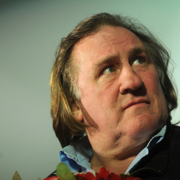 Gerard Depardieu assiste a l'inauguration apres travaux du cinema " Illusion " a Moscou, le 23 fevrier 2013 