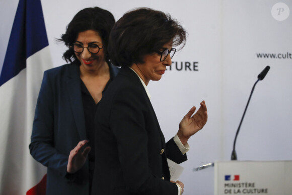 Rima Abdul Malak et Rachida Dati - Passation de pouvoir au ministère de la Culture - Rachida Dati remplace Rima Abdul Malak, le 12 janvier 2024. © Michael Baucher / Panoramic / Bestimage