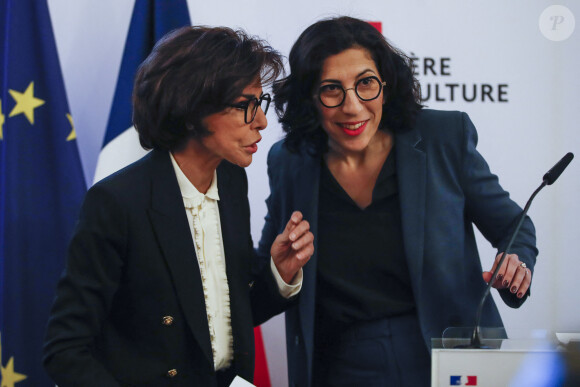 Rima Abdul Malak et Rachida Dati - Passation de pouvoir au ministère de la Culture - Rachida Dati remplace Rima Abdul Malak, le 12 janvier 2024. © Michael Baucher / Panoramic / Bestimage