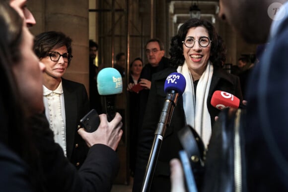 Rachida Dati et Rima Abdul Malak - Passation de pouvoir au ministère de la Culture : Rachida Dati remplace Rima Abdul Malak le 12 janvier 2024 et devient ainsi ministre de la Culture du gouvernement Attal le 12 janvier 2024. © Stéphane Lemouton / Bestimage