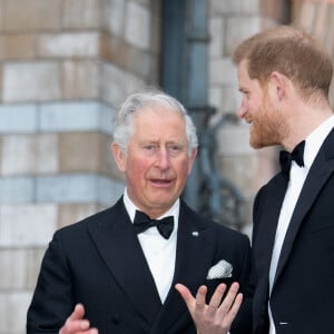 Le prince Charles, prince de Galles, le prince Harry, duc de Sussex, à la première de la série Netflix "Our Planet" au Musée d'Histoires Naturelles à Londres, le 4 avril 2019. 