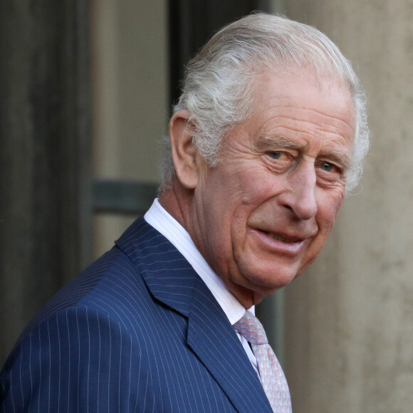 Le roi Charles III d'Angleterre - Le président de la République et sa femme ont reçu le roi et la reine consort au palais de l'Elysée à Paris le 21 septembre 2023. © Stéphane Lemouton / Bestimage 