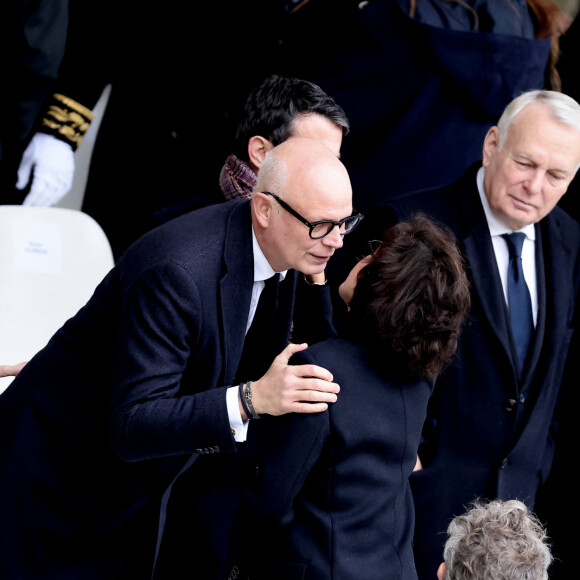 Elisabeth Borne, Edouard Philippe, Jean-Marc Ayrault ,et Rachida Dati, ministre de la culture - Cérémonie d'hommage national aux victimes françaises des attaques terroristes du 7 octobre en Israël dans la cour d'honneur de l'Hôtel national des Invalides, à Paris, France, le 7 février 2024. Quatre mois jour pour jour après les attentats terroristes qui ont frappé Israël et le peuple israélien et qui ont causé la mort de 42 de nos concitoyens. A ce jour, trois de nos compatriotes demeurent toujours disparus et présumés otages, et la France n'a de cesse d'oeuvrer avec ses partenaires pour leur libération. © Dominique Jacovides/Bestimage 