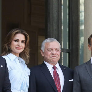 Le président de la République française, Emmanuel Macron et sa femme la Première Dame reçoivent le roi Abdallah II, la reine Rania et le prince héritier Hussein Bin Abdallah de Jordanie pour un déjeuner de travail au palais de l'Elysée, à Paris, France, le 14 septembre 2022 © Stéphane Lemouton/Bestimage 