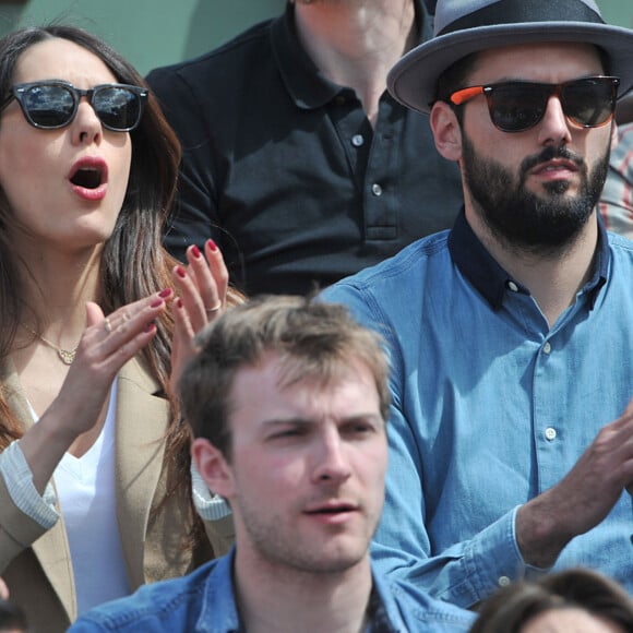 Sofia Essaïdi et son compagnon Adrien Galo - People aux Internationaux de France de tennis de Roland Garros à Paris, le 5 juin 2014.