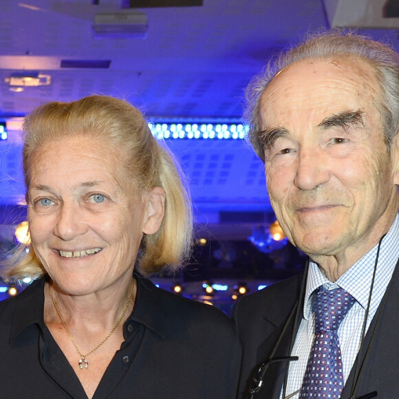 Michel Drucker, Robert Badinter et sa femme Elisabeth - Michel Drucker a remis la Légion d'honneur à Jean Nainchrik au Pavillon Gabriel à Paris, le 28 septembre 2014.