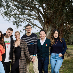 Exclusif - Delphine Wespiser, Simon Castaldi, Clara Morgane, Paul El Kharrat, Jean-Marc Généreux, Fabienne Carat - Rendez-vous avec les candidats de l'émission "Bienvenue au monastère" au couvent Saint Dominique des Frères de Saint-Jean à Corbara, en Corse. Le 19 mars 2023 © Cyril Moreau / Bestimage