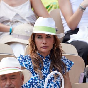 Ariane Brodier et son compagnon Fulgence Ouedraogo en tribunes lors des Internationaux de France de tennis de Roland Garros 2023, à Paris, le 8 juin 2023. © Jacovides-Moreau/Bestimage