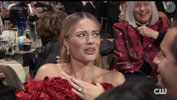 Qui ont beaucoup fait rire le gratin hollywoodien. 
Margot Robbie - Cérémonie des Golden Globes 2024 -Los Angeles