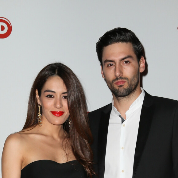 Sofia Essaidi et son compagnon Adrien Galo - Dîner "Unitaid" au conseil économique social et environnemental à Paris. Le 1er avril 2014