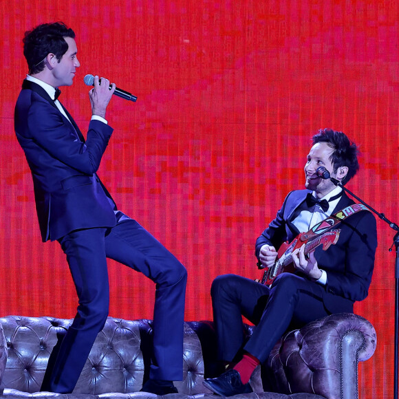 Exclusif - Mika et Vianney - Enregistrement de l'émission "Le gala des Pièces Jaunes, le concert événement" au Zenith de Paris, diffusée le 28 janvier sur France 2. Le 25 janvier 2023 © Dominique Jacovides / Bestimage 