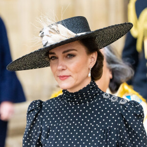 Catherine (Kate) Middleton, duchesse de Cambridge lors du service d'action de grâce en hommage au prince Philip, duc d'Edimbourg, à l'abbaye de Westminster à Londres, Royaume Uni, le 29 mars 2022. Le prince Philip, duc d'Edimbourg, est décédé le 9 avril 2021. 