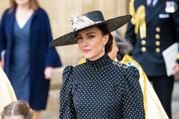 Catherine (Kate) Middleton, duchesse de Cambridge lors du service d'action de grâce en hommage au prince Philip, duc d'Edimbourg, à l'abbaye de Westminster à Londres, Royaume Uni, le 29 mars 2022. Le prince Philip, duc d'Edimbourg, est décédé le 9 avril 2021. 