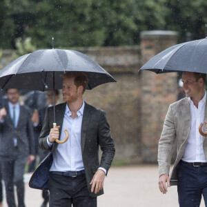 Ils prendront part aux 25 ans de The Diana Legacy Awards à Londres
Le prince William et le prince Harry lors de la visite du Sunken Garden dédié à la mémoire de Lady Diana à Londres le 30 août 2017. 