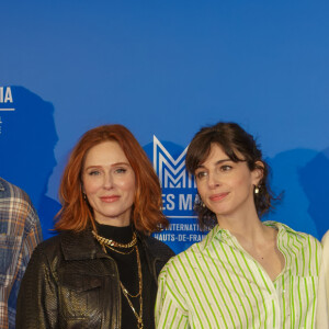 Medhi Nebbou et Audrey Fleurot, Berengere McNeese, Jeremy Léwin pour la présentation de la saison 4 de la série HPI lors du Serie Mania Festival international Lille 2024, à Lille, France, le 16 mars 2024. © Stéphane Vansteenkiste/Bestimage