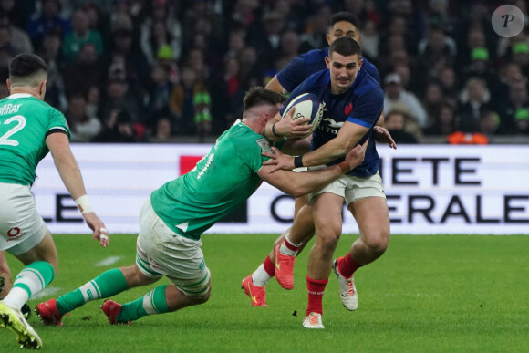 Une victoire qui permet aux Bleus de terminer à la deuxième place du tournoi des Six Nations
 
Thomas Ramos (France) - Jack Edward Conan (Irlande) - Match de Rugby, tournoi des 6 nations : L'Irlande l'emporte face à la France 38 - 17 au stade Orange Vélodrome à Marseille le 2 février 2024. © Norbert Scanella / Panoramic / Bestimage