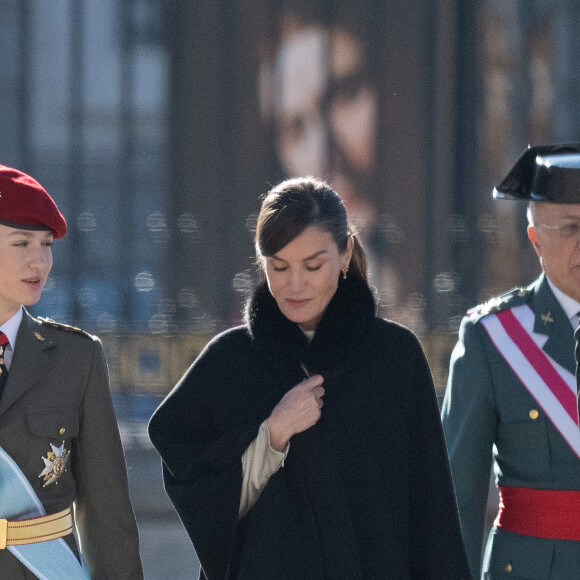 Le roi Felipe VI, la reine Letizia d'Espagne et la princesse Leonor lors de la réception militaire de Pâques au Palais Royal, le 6 janvier 2024 à Madrid, Espagne, le 6 janvier 2024. 