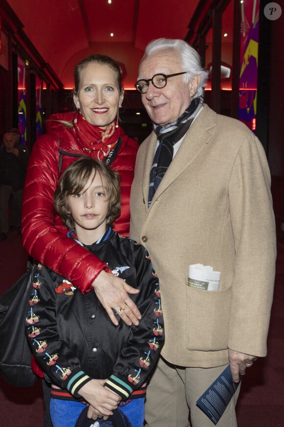 Exclusif - Alain Ducasse, sa femme Gwénäelle Guéguen et leur fils - People au concert de Renaud Capuçon à l'Olympia à Paris, France, le 10 mars 2024.