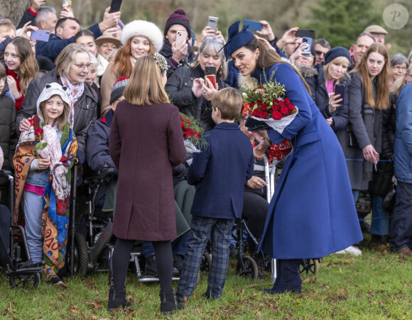 Mia Tindall, Le prince Louis de Galles, Catherine (Kate) Middleton, princesse de Galles, - Messe de Noël, Sandringham, 25 décembre 2023.