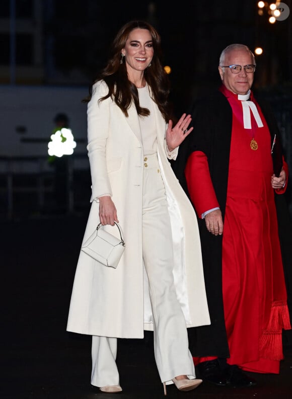 Catherine (Kate) Middleton, princesse de Galles, arrive au traditionnel concert de Noël "Together At Christmas" à l'abbaye de Westminster à Londres, Royaume Uni, le 8 décembre 2023.