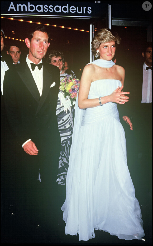 La princesse Diana avec le prince Charles au Festival de Cannes 1987. 