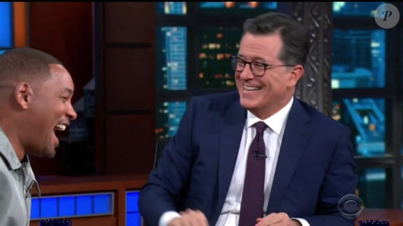 Will Smith fait la promotion du nouveau film "Gemini Man" sur le plateau de l'émission "The Late Show", le 8 octobre 2019. L'acteur a discuté avec Stephen Colbert des difficultés rencontrées pour son rôle dans le film. 