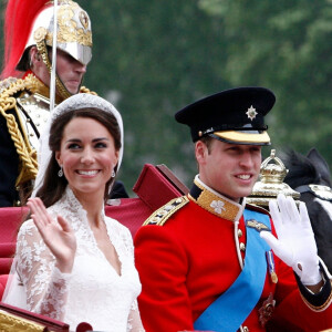 Le prince William, prince de Galles, et Catherine (Kate) Middleton, princesse de Galles - Mariage en 2011. 