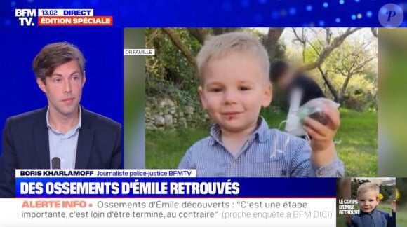 Nos confrères de "BFMTV" évoquant les ossements du petit Emile, disparu en juillet dernier, qui ont été retrouvés à proximité du hameau du Haut-Vernet. 