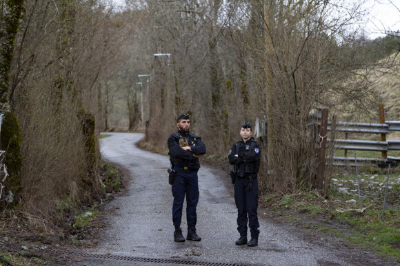 Route menant au Vernet bloquée par les gendarmes après la découverte d'ossements du petit Emile. Photo by Thibaut Durand/ABACAPRESS.COM