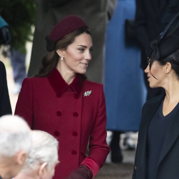 Catherine Kate Middleton, duchesse de Cambridge, Meghan Markle, duchesse de Sussex - La famille royale assiste à la messe de Noël à Sandringham le 25 décembre 2018. 