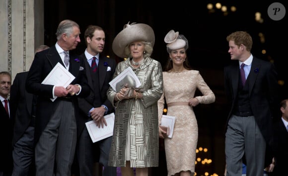Charles, Camilla, William, Kate et Harry lors de la messe de Thanksgiving (archive)