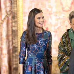 Le roi Felipe VI et la reine Letizia d’Espagne, organisent un déjeuner d'Etat à l'occasion de la visite de Bernardo Arevalo, président du Guatemala, au palais royal à Madrid, le 22 février 2024.