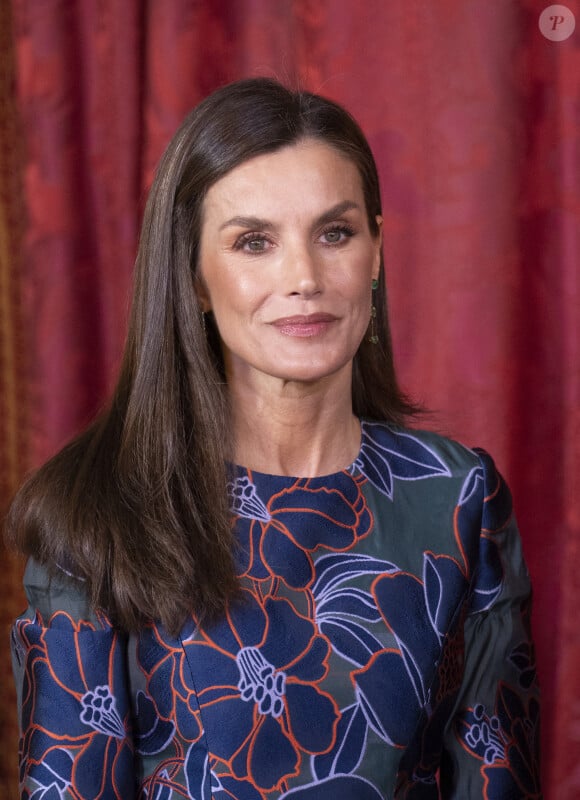 Le roi Felipe VI et la reine Letizia d’Espagne, organisent un déjeuner d'Etat à l'occasion de la visite de Bernardo Arevalo, président du Guatemala, au palais royal à Madrid, le 22 février 2024.