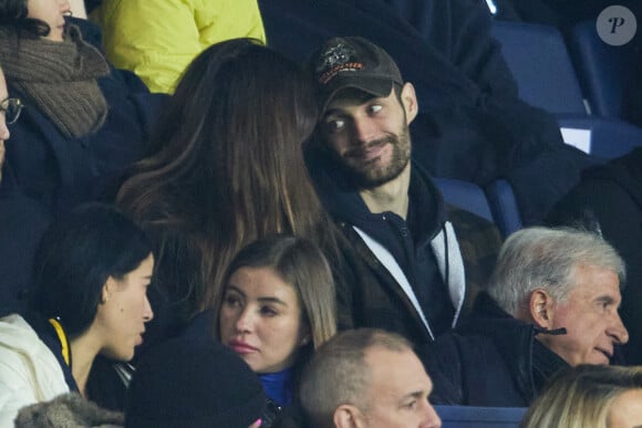 Exclusif - Louis Sarkozy et sa femme Natali Husic - People en tribunes du match de Ligue 1 Uber Eats "PSG contre Reims" (1-1) au Parc des Princes à Paris le 29 janvier 2023.