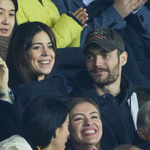 Exclusif - Louis Sarkozy et sa femme Natali Husic - People en tribunes du match de Ligue 1 Uber Eats "PSG contre Reims" (1-1) au Parc des Princes à Paris le 29 janvier 2023.