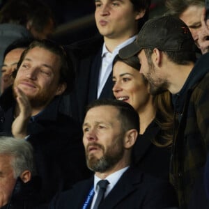 Exclusif - Jean Sarkozy, Louis Sarkozy et sa femme Natali Husic - People en tribunes du match de Ligue 1 Uber Eats "PSG contre Reims" (1-1) au Parc des Princes à Paris le 29 janvier 2023.
