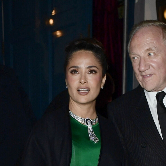 Salma Hayek et son mari Francois-Henri Pinault - Les célébrités célèbrent le 50e anniversaire de V.Beckham au Oswald's club de Londres, le 20 avril 2024. La fête d'anniversaire des 50 ans de V.Beckham au Oswald's club à Londres. 20 avril 2024.