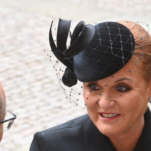 Sarah Ferguson arrive aux funérailles d'État de la reine Élisabeth II, qui se déroulent à l'abbaye de Westminster, à Londres. Le 19 septembre 2022. Photo par Geoff Pugh/Daily Telegraph/PA Photos/ABACAPRESS.COM