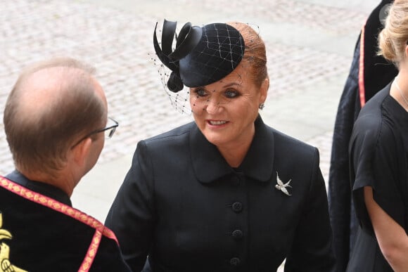 Sarah Ferguson arrive aux funérailles d'État de la reine Élisabeth II, qui se déroulent à l'abbaye de Westminster, à Londres. Le 19 septembre 2022. Photo par Geoff Pugh/Daily Telegraph/PA Photos/ABACAPRESS.COM